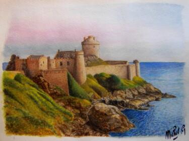 Dessin intitulée "Aurore sur le Fort…" par Michel Guillet, Œuvre d'art originale, Pastel