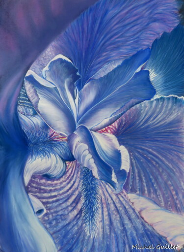 Dessin intitulée "Coeur d'Iris" par Michel Guillet, Œuvre d'art originale, Pastel