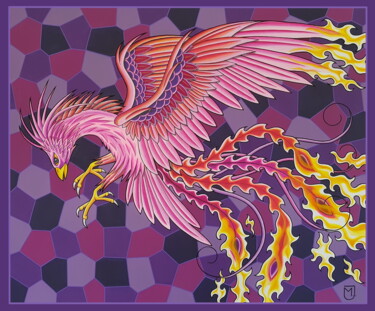 Pintura intitulada "L'envol du Phoenix" por Michel Jegerlehner, Obras de arte originais, Acrílico