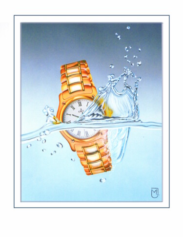 Ζωγραφική με τίτλο "Montre Splash" από Michel Jegerlehner, Αυθεντικά έργα τέχνης, Airbrush