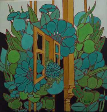 "Façade aux fleurs" başlıklı Tablo Michel Marant tarafından, Orijinal sanat, Akrilik