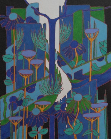 Peinture intitulée "Rudbeckias dans le…" par Michel Marant, Œuvre d'art originale, Acrylique