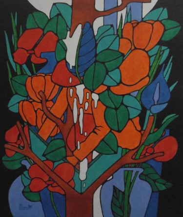 Malarstwo zatytułowany „carre de jardin” autorstwa Michel Marant, Oryginalna praca, Akryl