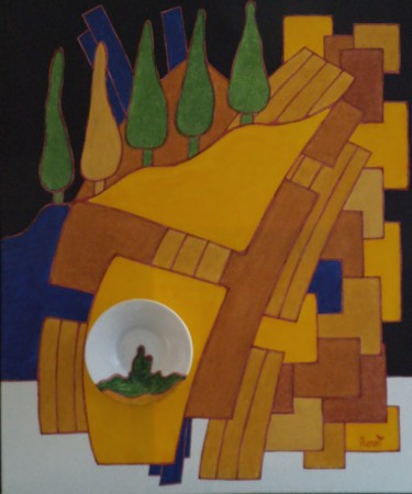 Malerei mit dem Titel "L 'arbre jaune" von Michel Marant, Original-Kunstwerk, Acryl