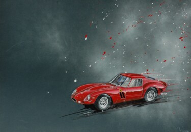 Painting titled "FERRARI 250 GTO. #a…" by Michel Michaux, Original Artwork, Gouache