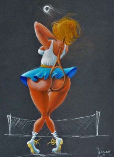 Painting titled "MISS NANA A WIMBLED…" by Michel Michaux, Original Artwork, Pastel