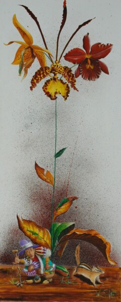 Peinture intitulée "LE CHASSEUR DE TAMI…" par Michel Michaux, Œuvre d'art originale, Acrylique