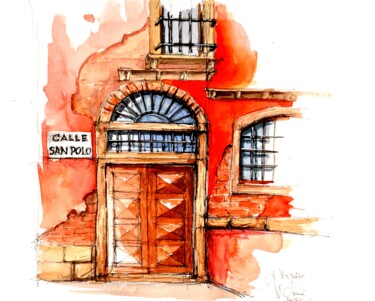 Schilderij getiteld "VENISE. Souvenir 11" door Michel Michaux, Origineel Kunstwerk, Aquarel