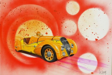 Malerei mit dem Titel "PEUGEOT DARL MAT" von Michel Michaux, Original-Kunstwerk, Gouache