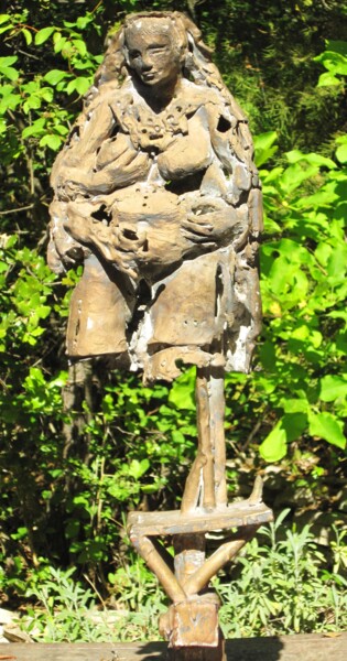 Sculpture intitulée "PLEUREUSE II sur so…" par Michel Moskovtchenko, Œuvre d'art originale, Métaux