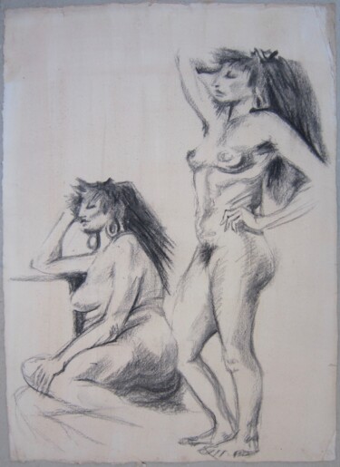 Drawing titled "NANCY" by Michel Moskovtchenko, Original Artwork, Charcoal