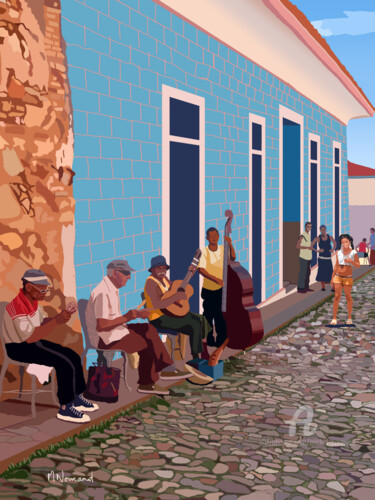 Digital Arts titled "2021-10-28 Cuba-Tri…" by Michel Normand, Original Artwork, Digital Painting