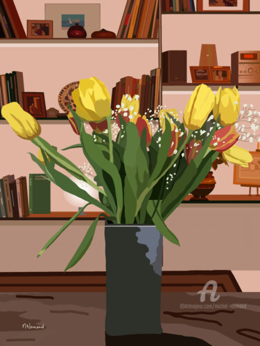 Digitale Kunst mit dem Titel "2023-04-10  Bouquet…" von Michel Normand, Original-Kunstwerk, Digitale Malerei