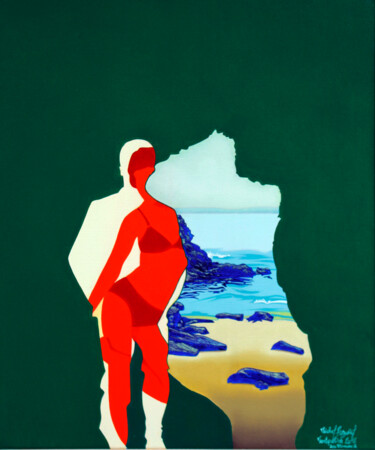 Картина под названием "La grotte" - Michel Pezeril, Подлинное произведение искусства, Масло Установлен на Деревянная рама дл…