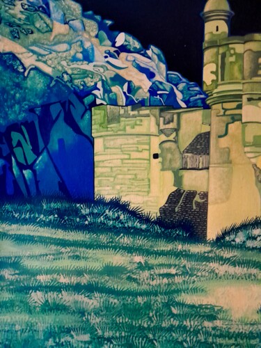 Картина под названием "Chateau das la Drôme" - Michel Pezeril, Подлинное произведение искусства, Масло Установлен на Деревян…