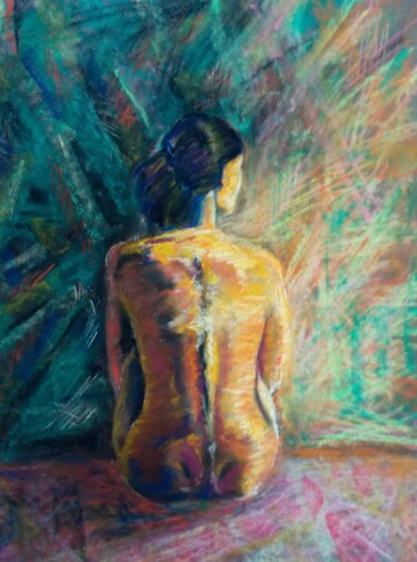 Peinture intitulée "femme 3" par Michel Poujol, Œuvre d'art originale, Pastel
