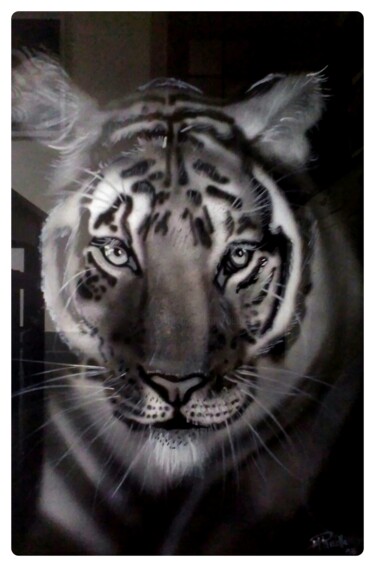 Malerei mit dem Titel "Tigre" von Michel Ruelle (Aéro), Original-Kunstwerk, Airbrush