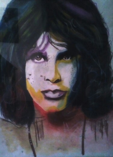 Dessin intitulée "Jim Morrison.jpg" par Michel Ruelle (Aéro), Œuvre d'art originale, Pastel