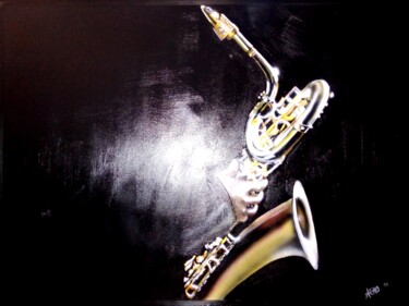 Painting titled "Saxo2. jpg" by Michel Ruelle (Aéro), Original Artwork, Acrylic