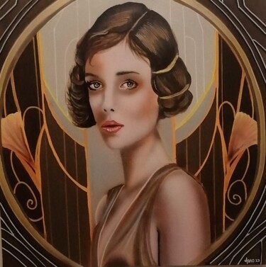 Painting titled "Art nouveau" by Michel Ruelle (Aéro), Original Artwork, Acrylic Mounted on Wood Stretcher frame