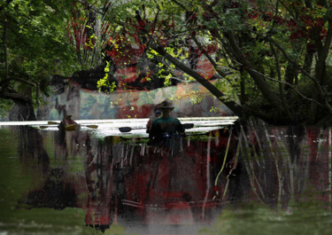 Arte digitale intitolato "canoe trip down the…" da Michel Tabanou, Opera d'arte originale, Pittura digitale