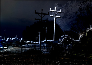 Arts numériques intitulée "night driving on th…" par Michel Tabanou, Œuvre d'art originale, Peinture numérique