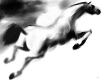 Arts numériques intitulée "Horse 18 Pegasus" par Michel Thiery (By Daesyl arts), Œuvre d'art originale, Peinture numérique