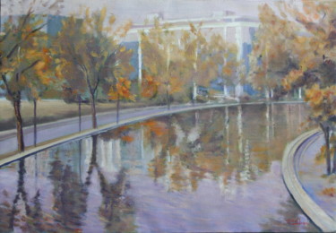 Painting titled "Courbe du canal St…" by Mth, Original Artwork, Oil