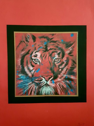 Painting titled "Red tiger" by Michel Uderso, Original Artwork
