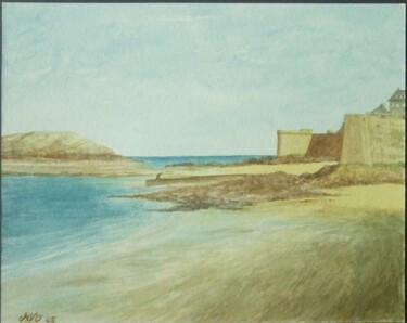 Malarstwo zatytułowany „Remparts de St Malo” autorstwa Michel Van Ootegem, Oryginalna praca, Akwarela