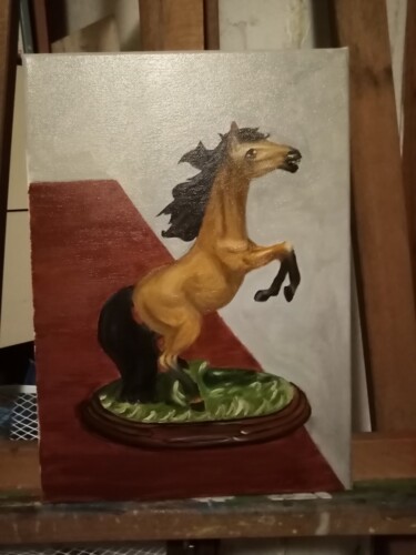 Peinture intitulée "Il cavallo fulvo" par Michela Brunini, Œuvre d'art originale, Huile