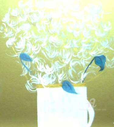 Painting titled "Sunlit Leaves" by Michela Curtis, Original Artwork, Oil Mounted on Other rigid panel