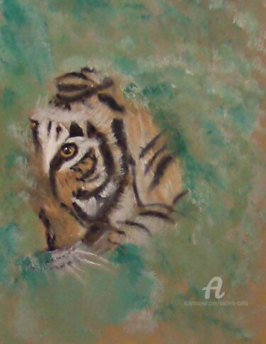 Painting titled "Eye Of The Tiger" by Michela Curtis, Original Artwork, Oil