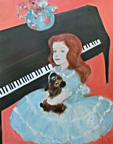 Schilderij getiteld "The Pianist and Her…" door Michela Curtis, Origineel Kunstwerk, Olie