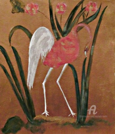 Ζωγραφική με τίτλο "The Oriental Crane" από Michela Curtis, Αυθεντικά έργα τέχνης, Ακρυλικό Τοποθετήθηκε στο Άλλος άκαμπτος…
