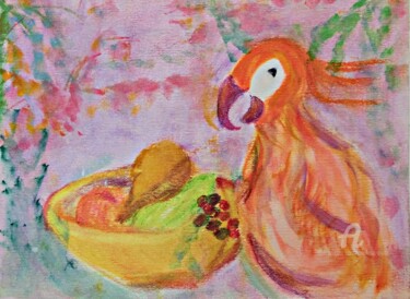 Painting titled "The Parrot and The…" by Michela Curtis, Original Artwork, Acrylic