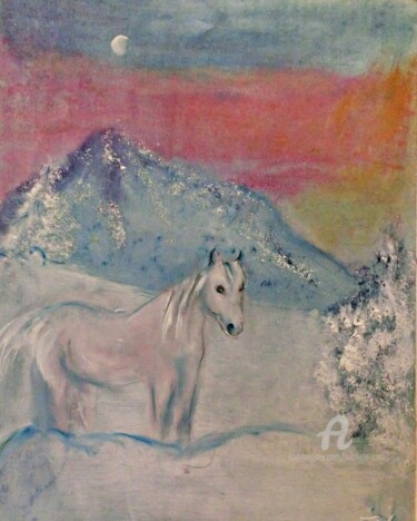 Pittura intitolato "In The Snow" da Michela Curtis, Opera d'arte originale, Olio Montato su Altro pannello rigido