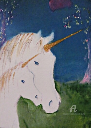 Pittura intitolato "Amid The Unicorns" da Michela Curtis, Opera d'arte originale, Acrilico