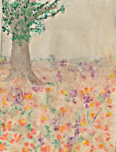 Peinture intitulée "The Garden" par Michela Curtis, Œuvre d'art originale, Acrylique Monté sur Autre panneau rigide