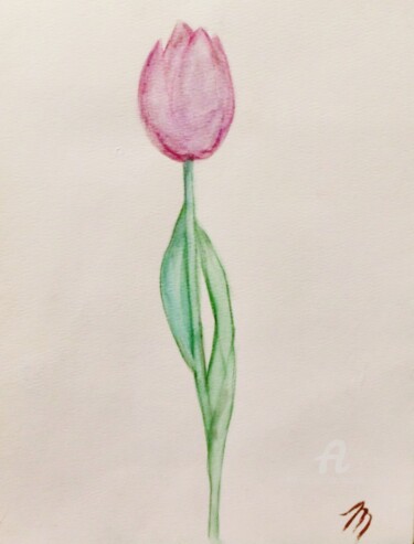 Painting titled "The Tulip" by Michela Curtis, Original Artwork, Watercolor