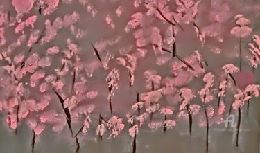 Картина под названием "Cherry Blossoms in…" - Michela Curtis, Подлинное произведение искусства, Масло