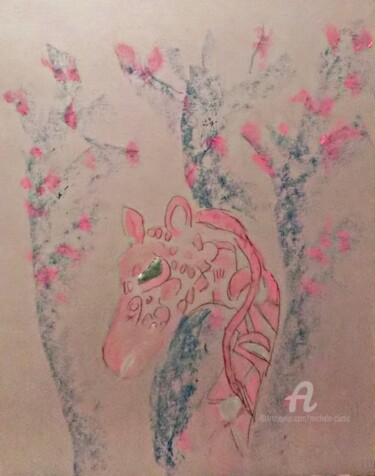 Ζωγραφική με τίτλο "In The Pink" από Michela Curtis, Αυθεντικά έργα τέχνης, Λάδι