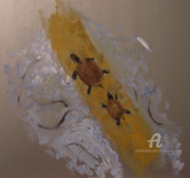 Malerei mit dem Titel "The Turtles" von Michela Curtis, Original-Kunstwerk, Öl