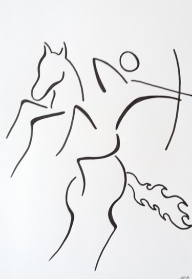 Desenho intitulada "Amazone" por Michèle Baylet-Brunet, Obras de arte originais, Tinta