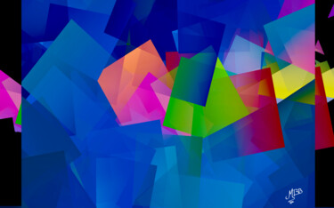 Digitale Kunst mit dem Titel "Cubes de couleurs" von Michèle Baylet-Brunet, Original-Kunstwerk, Digitale Malerei Auf Alumini…