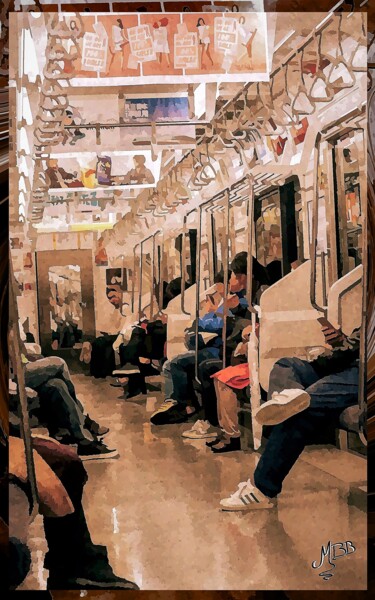 Arte digitale intitolato "Inside the subway" da Michèle Baylet-Brunet, Opera d'arte originale, Pittura digitale Montato su A…