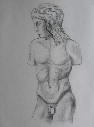 图画 标题为“Statue d'un jeune h…” 由Michèle Baylet-Brunet, 原创艺术品, 木炭