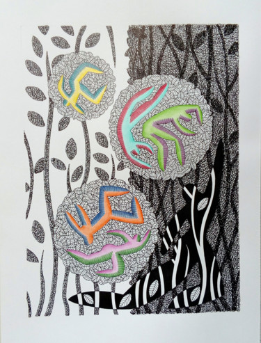 Drawing titled "Fragrance" by Michèle Caranove, Original Artwork, Ink