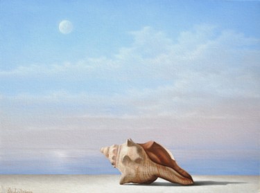Pittura intitolato ""Canto alla luna"" da Michele D'Avenia, Opera d'arte originale, Olio