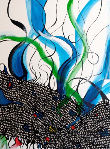 "Flammes bleues" başlıklı Tablo Michele-Francoise Tartier tarafından, Orijinal sanat, Petrol